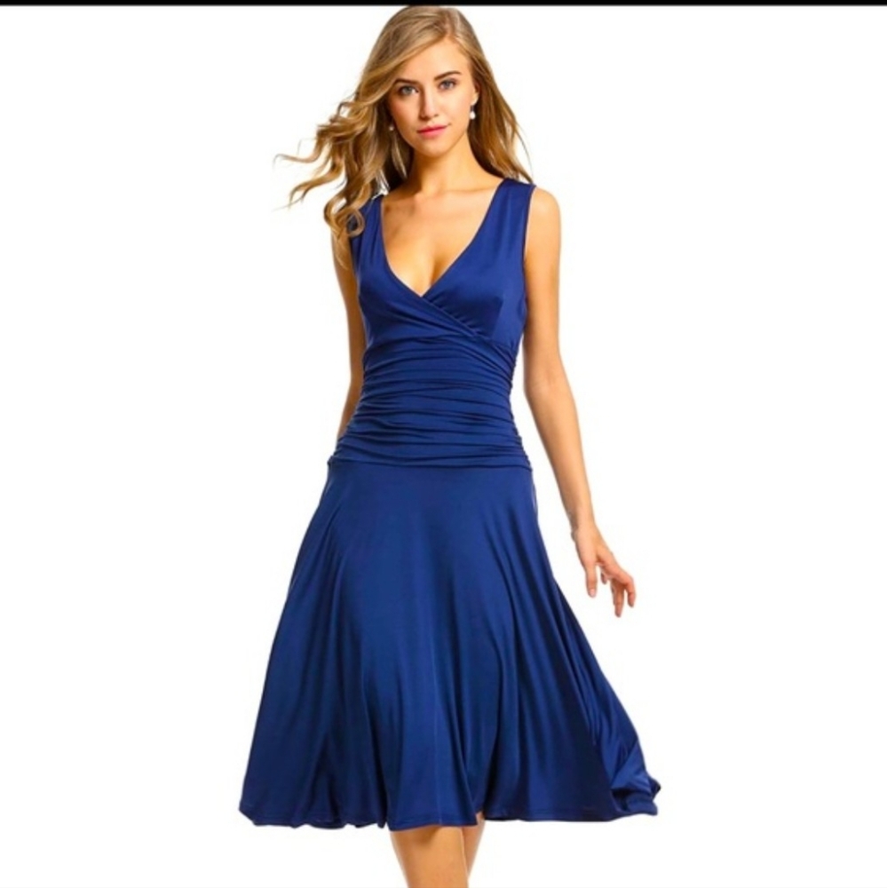 NWT MEANEOR Fit and Flare Large Royal Blue Sleeveless Dress